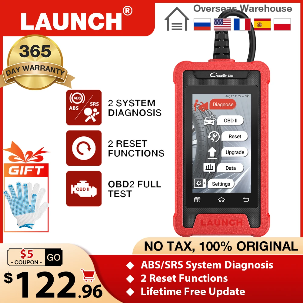 

LAUNCH X431 Elite CRE202 OBD2 Diagnostic tools Auto OBDII ABS SRS Code Reader Scanner 2 Reset Service Auto VIN WIFI Free Update