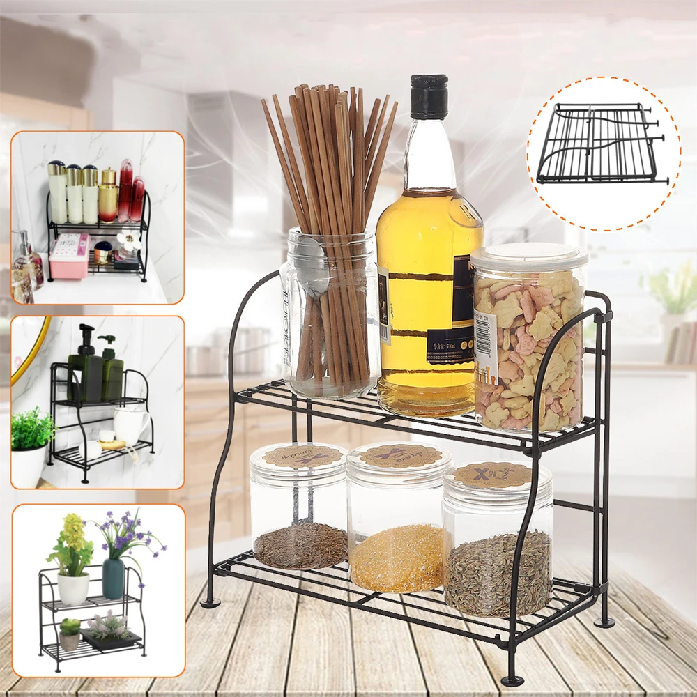 

2 Tier Foldade Rack Kitchen Wall Hanging Shelf Space Saving Home Organizer Rack Kitchen For Wall Mounted Storage Organizers