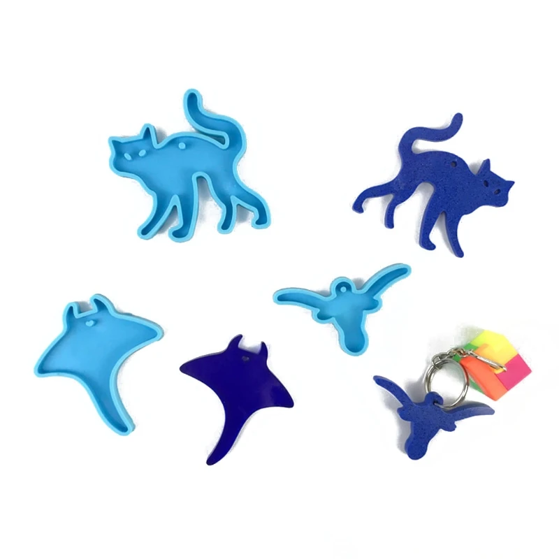 

R58E 3 Piece Set Silicone Mold Animal Keychain Epoxy Resin Mold DIY Keychain Pendant Jewelry for Jewelry Making