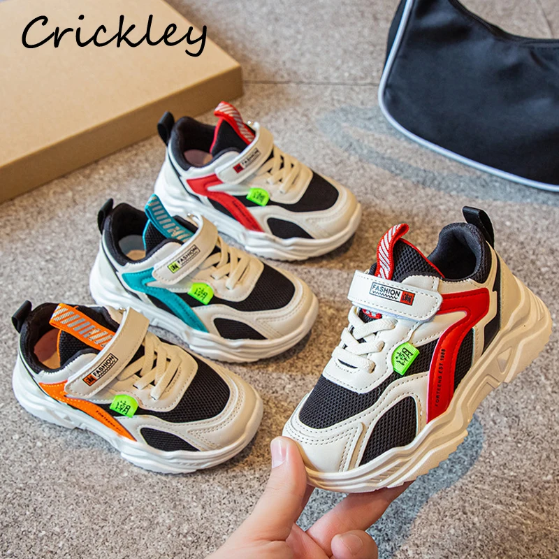 

Осенняя сетчатая обувь для девочек и мальчиков, дышащие кроссовки с геометрическим рисунком для детей, модная детская спортивная обувь на м...