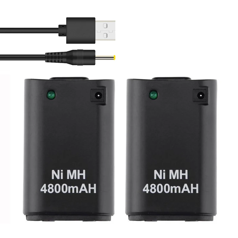 

2 шт., аккумуляторная батарея 4800 мАч + USB-кабель для зарядки для XBOX 360, аккумуляторная батарея для XBOX 360, аккумуляторная батарея для беспроводно...