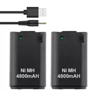 2 шт., аккумуляторная батарея 4800 мАч + USB-кабель для зарядки для XBOX 360, аккумуляторная батарея для XBOX 360, аккумуляторная батарея для беспроводного контроллера XBOX