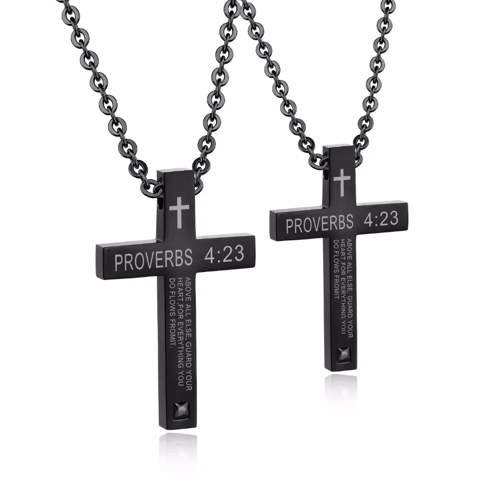 Ожерелье из нержавеющей стали с подвеской крестом в виде Библии для мужчин и