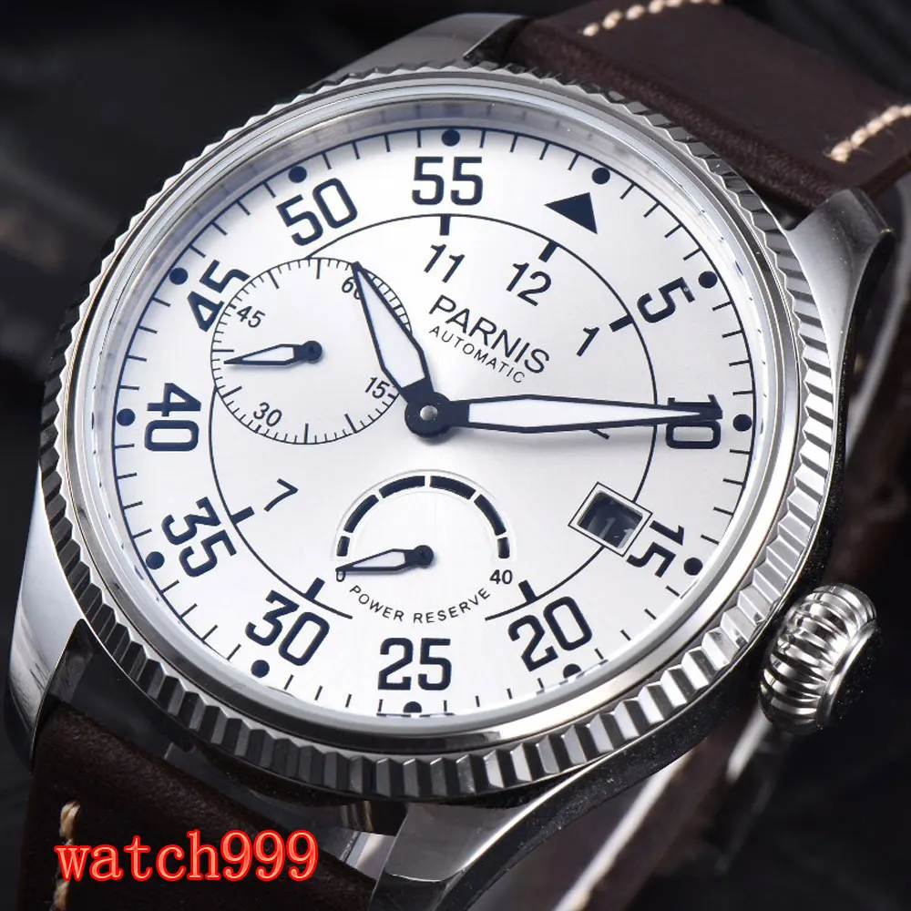 Часы мужские механические с ремешком из кожи 45 мм|Мужские часы| |