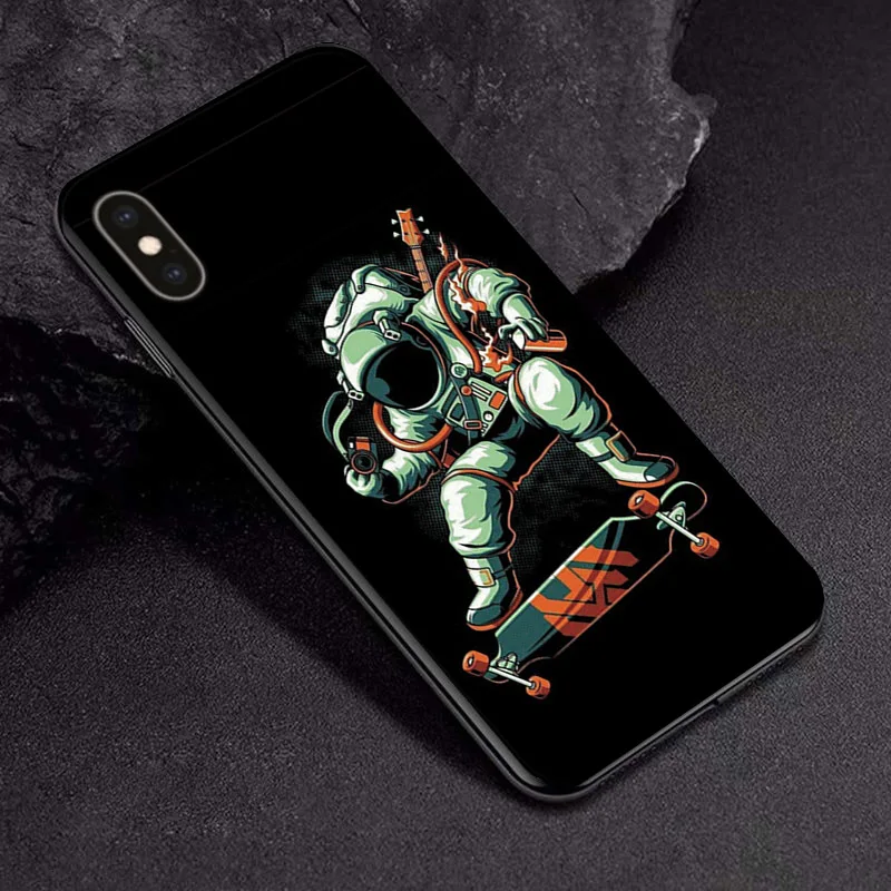 TPUBLK549 Черный чехол из ТПУ для Apple iPhone X XR XSMax 11 чехол Модный мультяшный астронавт для Apple iPhone 6 6S 7 8 Plus чехол для телефона бампер - Цвет: TPUBLK549