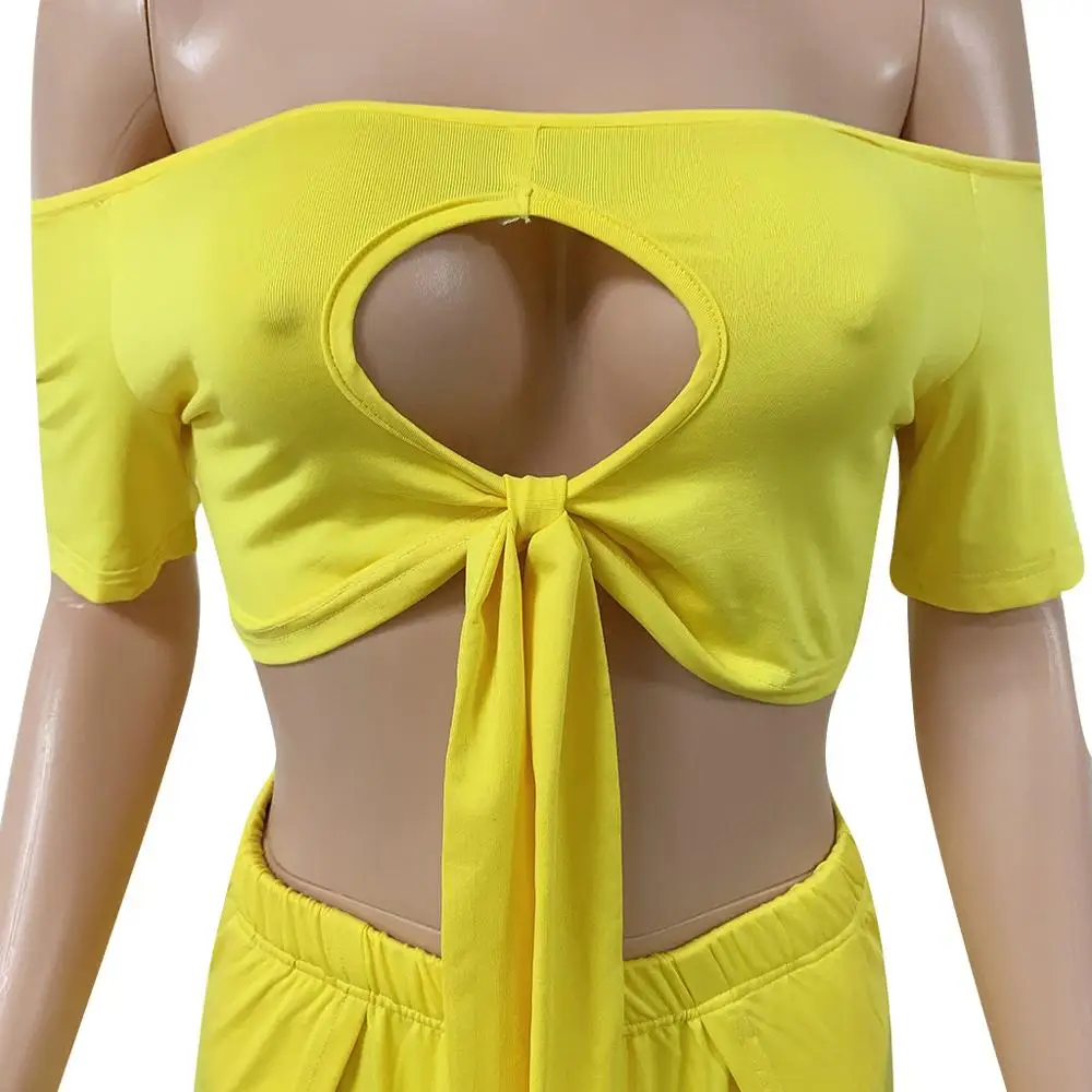 

Sexy Two Piece Set Women Off Shoulder Bandage Crop Top + Long Skirts Matching Sets Summer Club Outfit Clothes For Women 2020