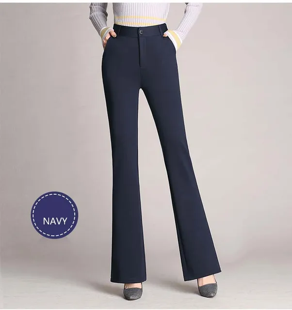 Women's Flare Pants Simple Straight Trousers Elegant Office Lady OL Style  Coffee Black Suit Pants Female Casual Bottoms
