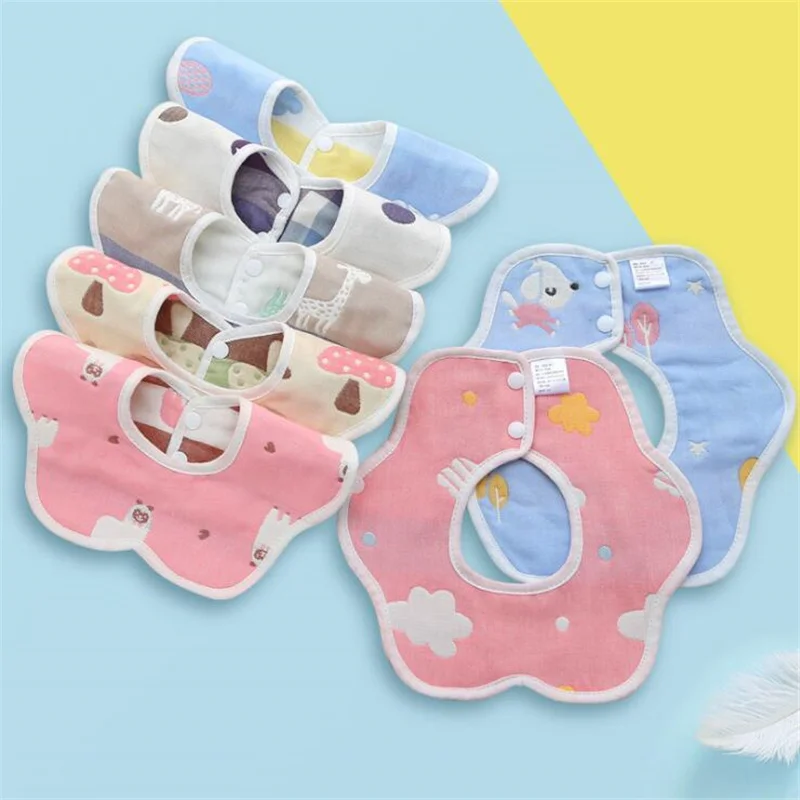 

Baby Girls Boys Bibs 360 Degree Rotation 6 Layers Gauze Muslin Kids Cartoon Bandanas Burp Cloth Soft Newborn Saliva Towel Stuff