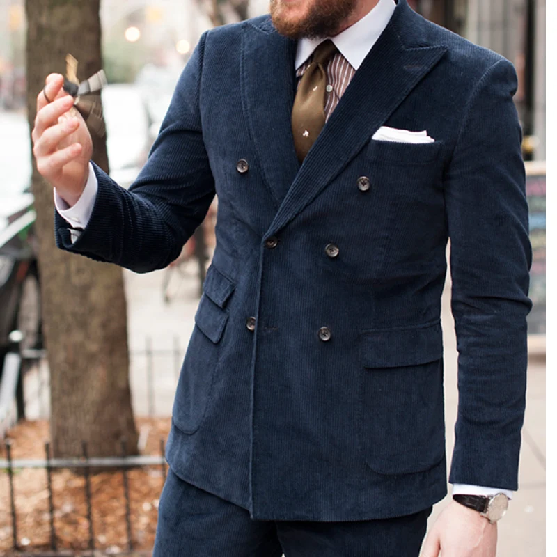 Двубортный повседневный брикет для мужчин с заостренным лацканом 2 предмета