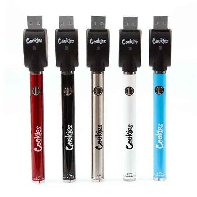 

10/lot Cookies Twist Battery SF Slim 350mAh Bottom 3.3-4.8V Preheat VV Vape Pen Battery Usb Charger For 510 Thick Oil Cartridge