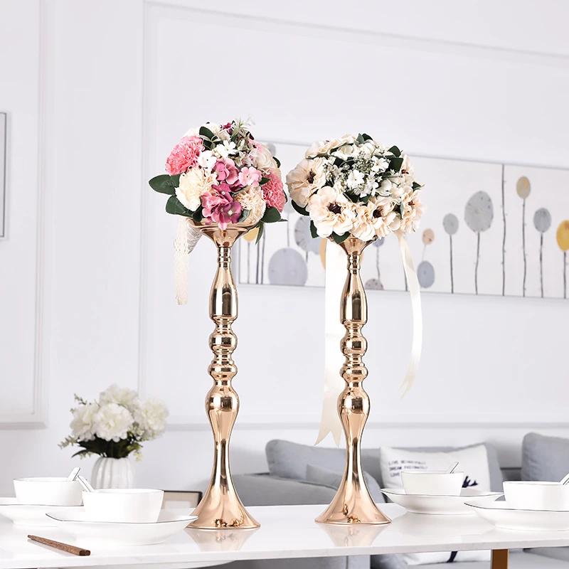 

4PCS 20'' Tall Metal Candle Holder Gold Flower Pot Stand for Weddings Iron Rack Event Party Decorative Centerpiece