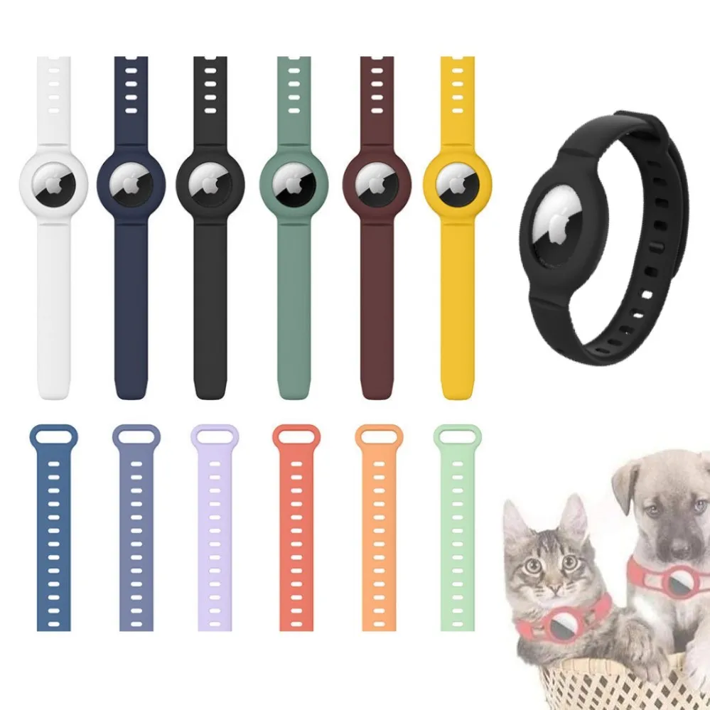 Mutural For Airtag Case 2021 Soft Silicone Dog Collar For Airtag Anti-Lost Lightweight Pet Collar Adjust Easy-To-Clean Durable