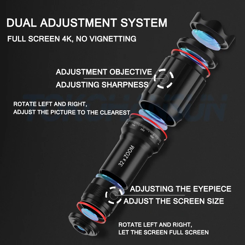 TOKOHANSUN optic phone mobile camera lens 32x telephoto telescope monocular+ selfie tripod for iPhone Huawei all Smartphone | Мобильные