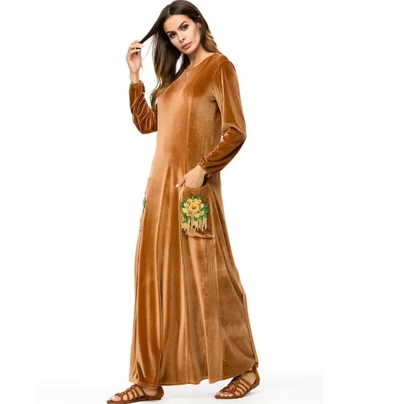 Шикарное Пышное Платье Макси качели abaya Moslim Lange Gewaad Toga Urban кимоно осень зима Ramadan