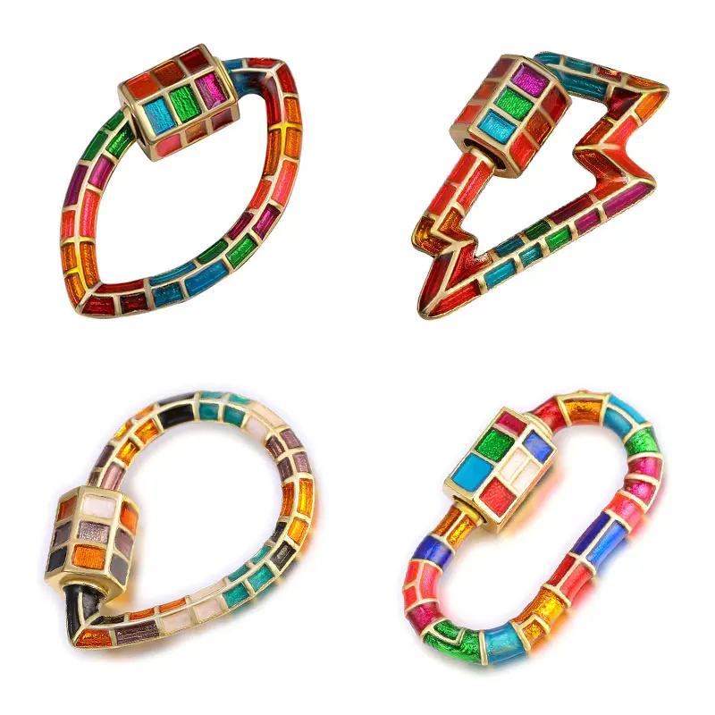 

Juya Handmade Enamel Craft Clasps Supplies DIY Lobster Screw Clasps Accessories For Luxury Punks Jewelry Making Components