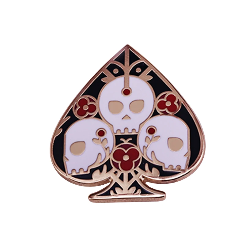 Ace of spades твердый эмалевый штифт череп Карта смерти красивый Готический стиль
