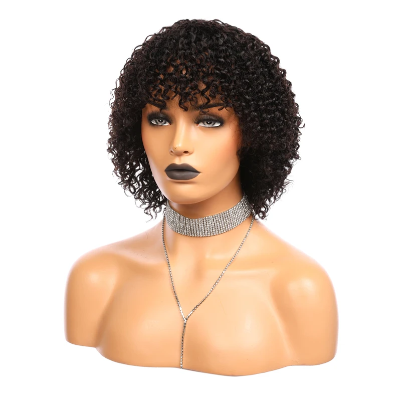 Парик короткого стрижки Пикси цвета омбре с челкой Бразильские волосы Реми 100%