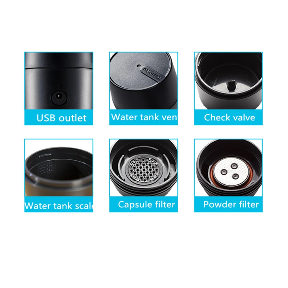 

2 In 1 Capsule & Ground Mini Espresso Portable Coffee Maker Hot And Cold Extraction Usb Electric Coffee Powder Making Machine