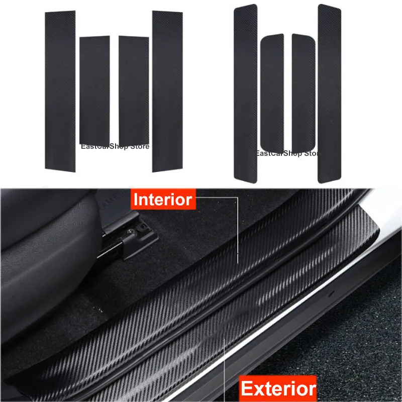 Car Door Sill Carbon Fiber PU Leather Sticker Scuff Plate Guards Welcome Pedal for Mazda CX-5 CX5 2021 2020 2019 2018 2017