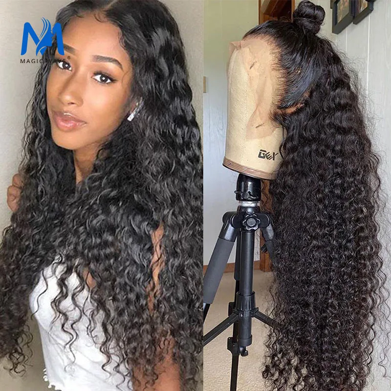 

Magic Wave Water Wave Lace Wig 13x4 Lace Frontal Water Curly Lace Wigs Pre Plucked 200 High Density Curly Human Hair Wigs