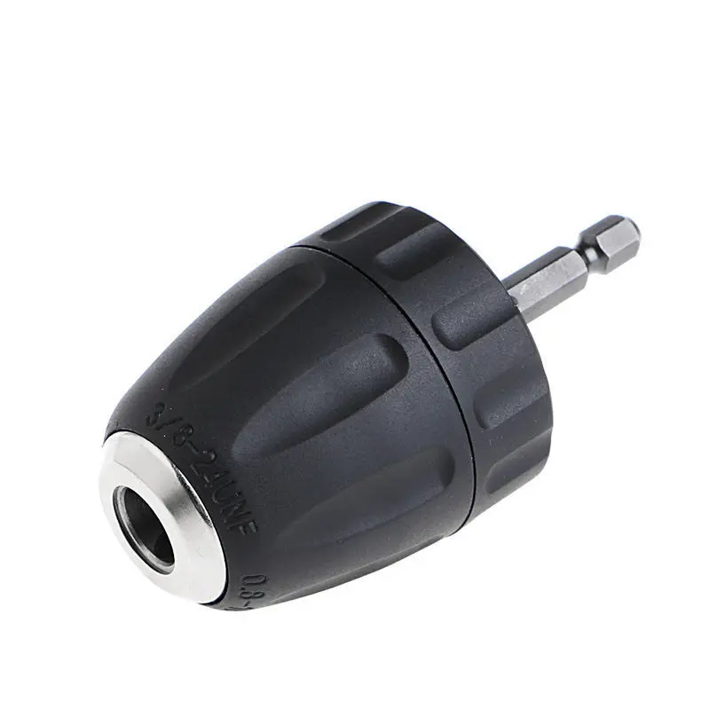 

0.8-10mm 3/8 Inch 24UNF Keyless Drill Chuck Converter 1/4 Inch Keyless Shank Hex