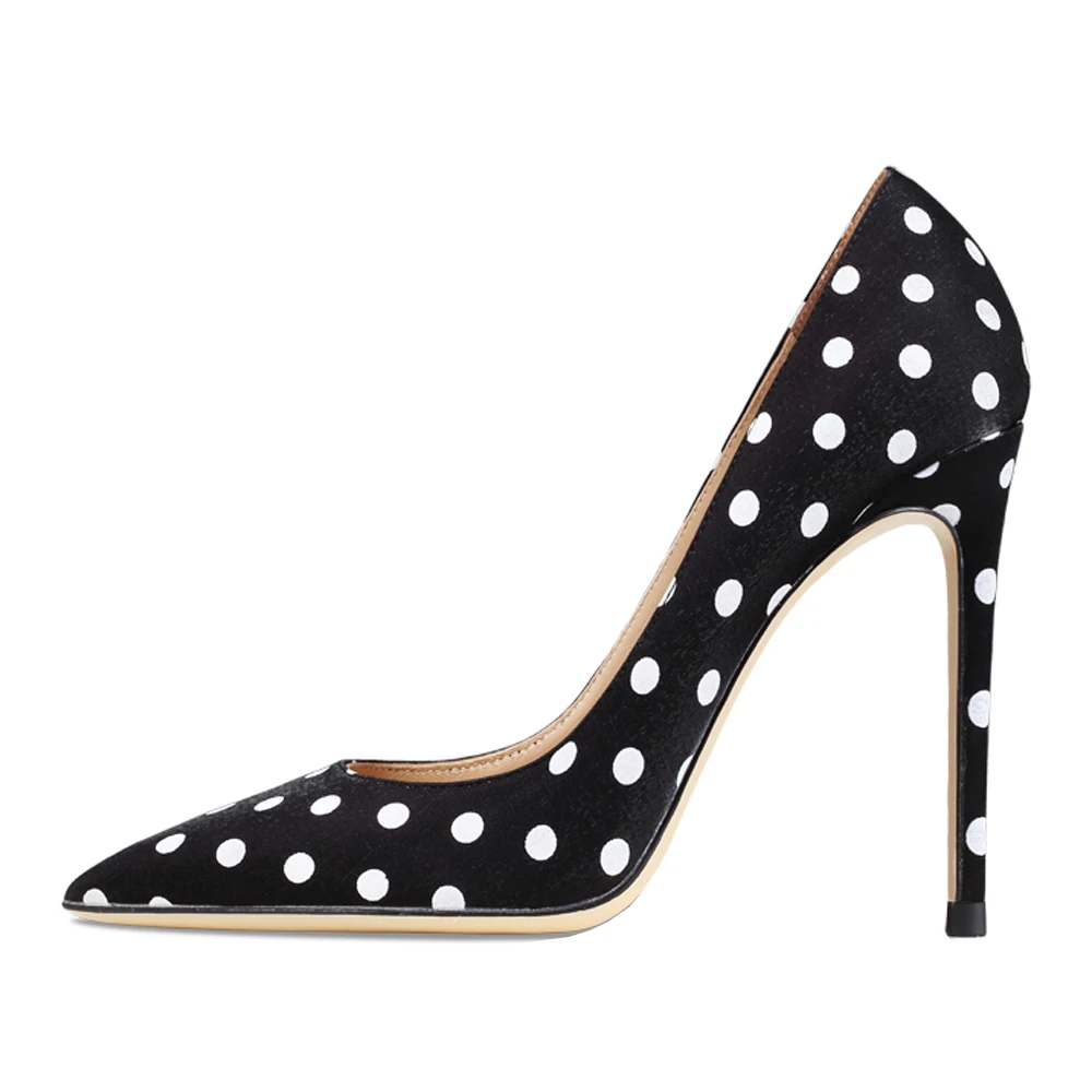 

Lovirs Women's Slip On Thin heel Pumps Polka Dot Pumps Pointed Toe High Heels 12cm Dress Slingback Shoes Plus Size 5-15