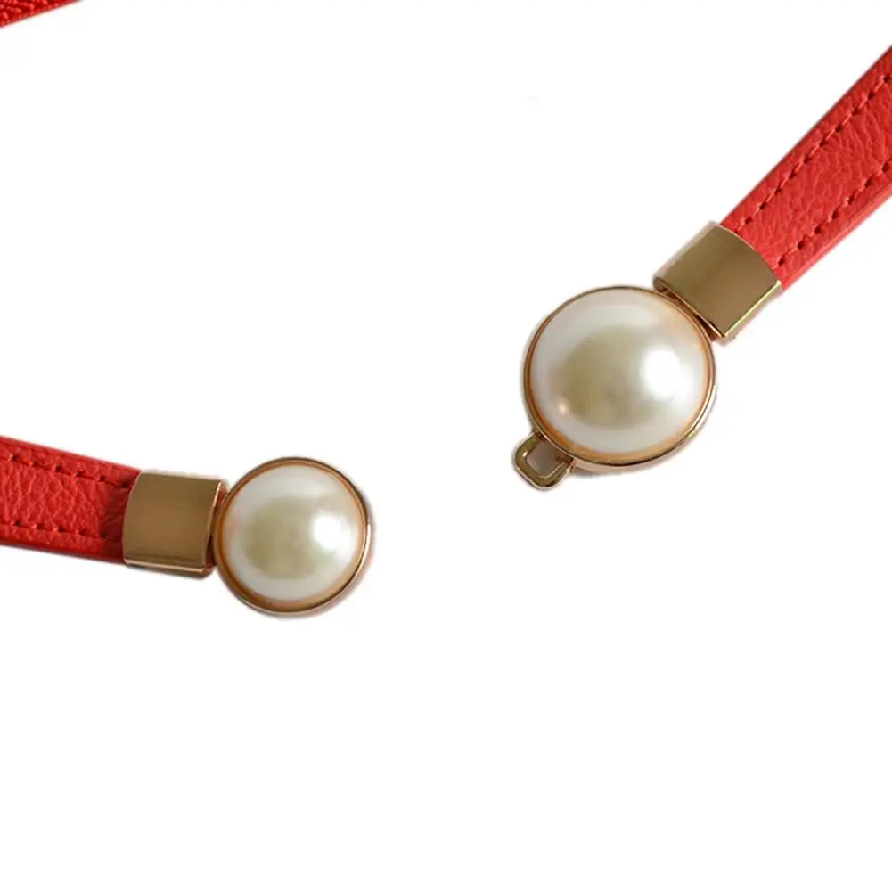 

Belts Fashion Women Elastic Faux Pearl Thin Skinny Waistband Waist Belt Dress Decor