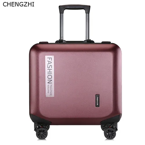 CHENGZHI, 18 дюймов, для путешествий, для багажа компьютера, переноска на колесиках, чемодан, модная женская сумка на колесиках, Мужской Жесткий Чехол - Цвет: wine red