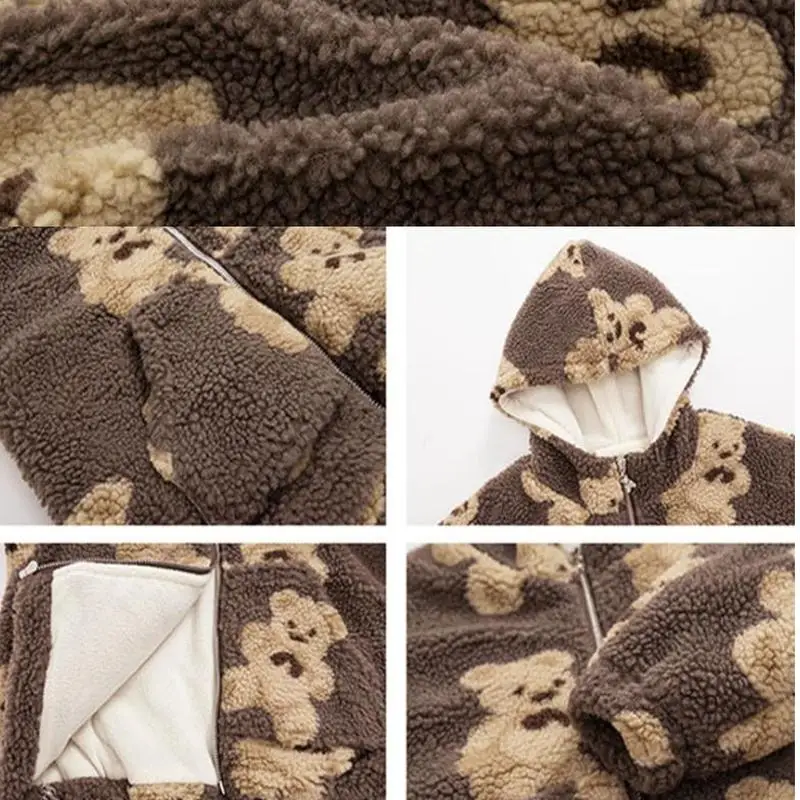

2020 Autumn Winter New Arrival Girls Fashion Warm Fleece Coat Kids Cartoon Bear Jackets Kids Coats for Girls