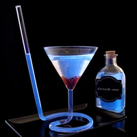 creative screw spiral straw molecule cocktail glass bar party triangle goblet martini champagne coupes wine glasses charms