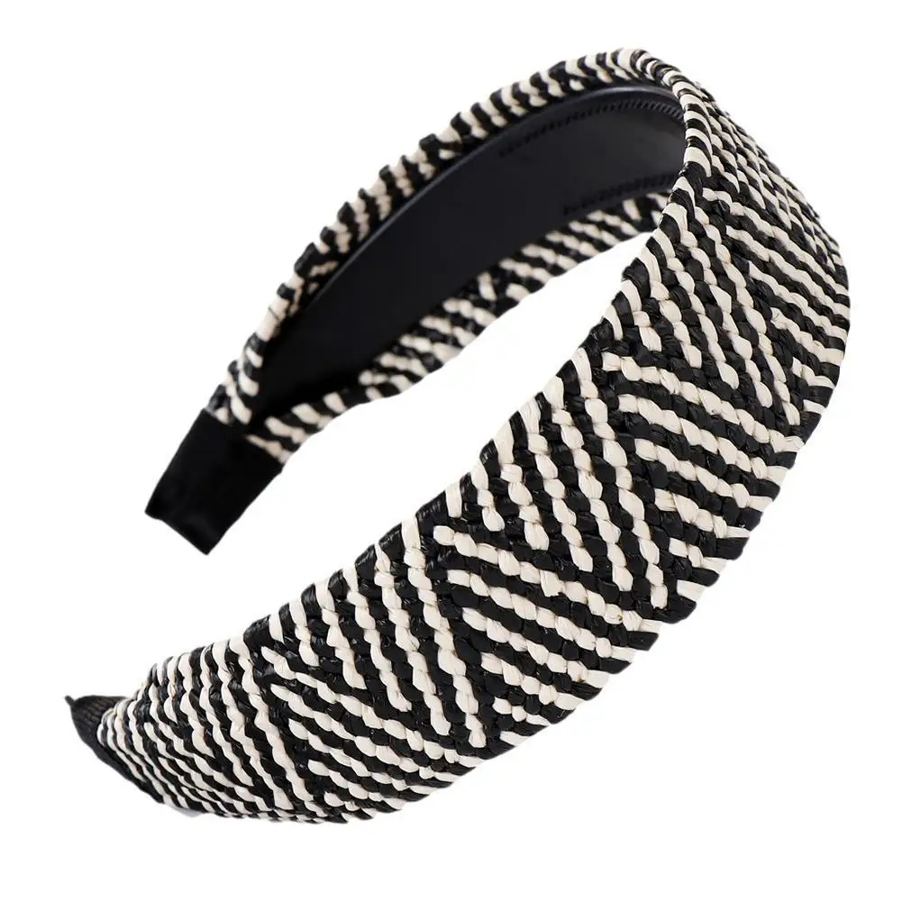 

Korean Version Of Hand-woven Raffia Turban Color Summer Knotted Spring Cross Accessories New Female Hair Headband And C7W7