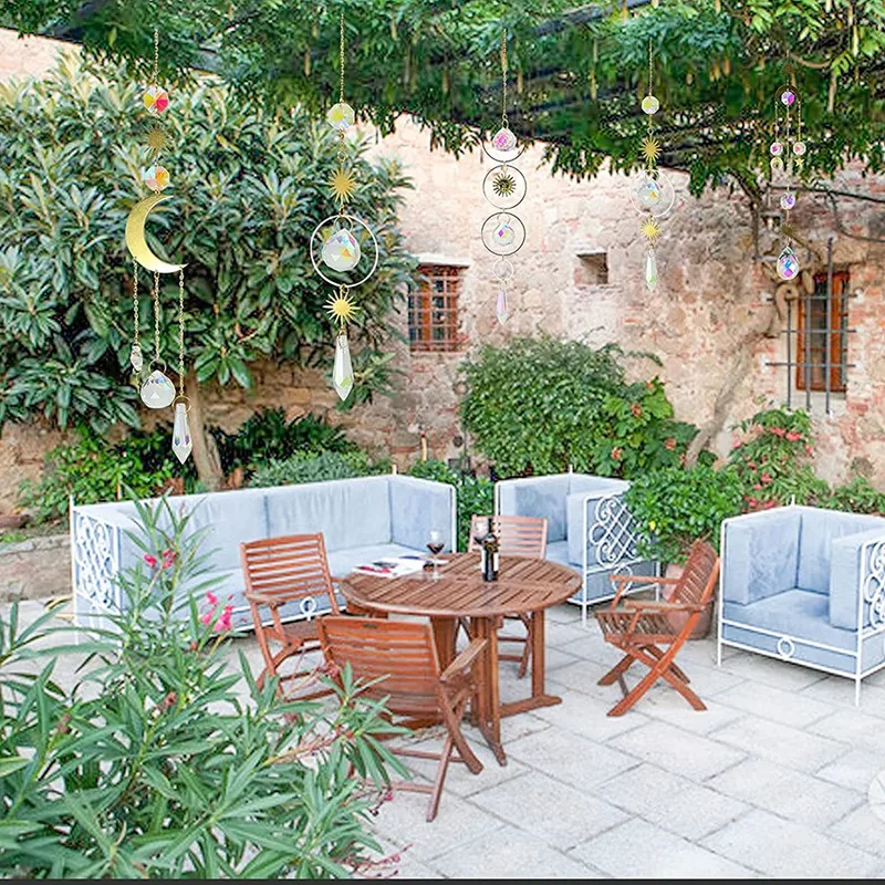 6Pieces Colorful Crystals Suncatcher Hanging Sun Catcher With Chain Pendant Ornament Crystal Balls For Window Garden | Дом и сад