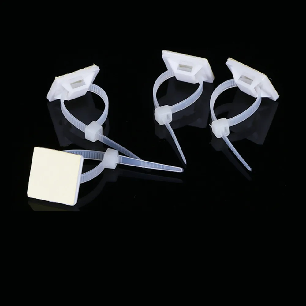 100 шт. Белый Зажим на молнии для автомобильного кабеля съемный самоклеящийся