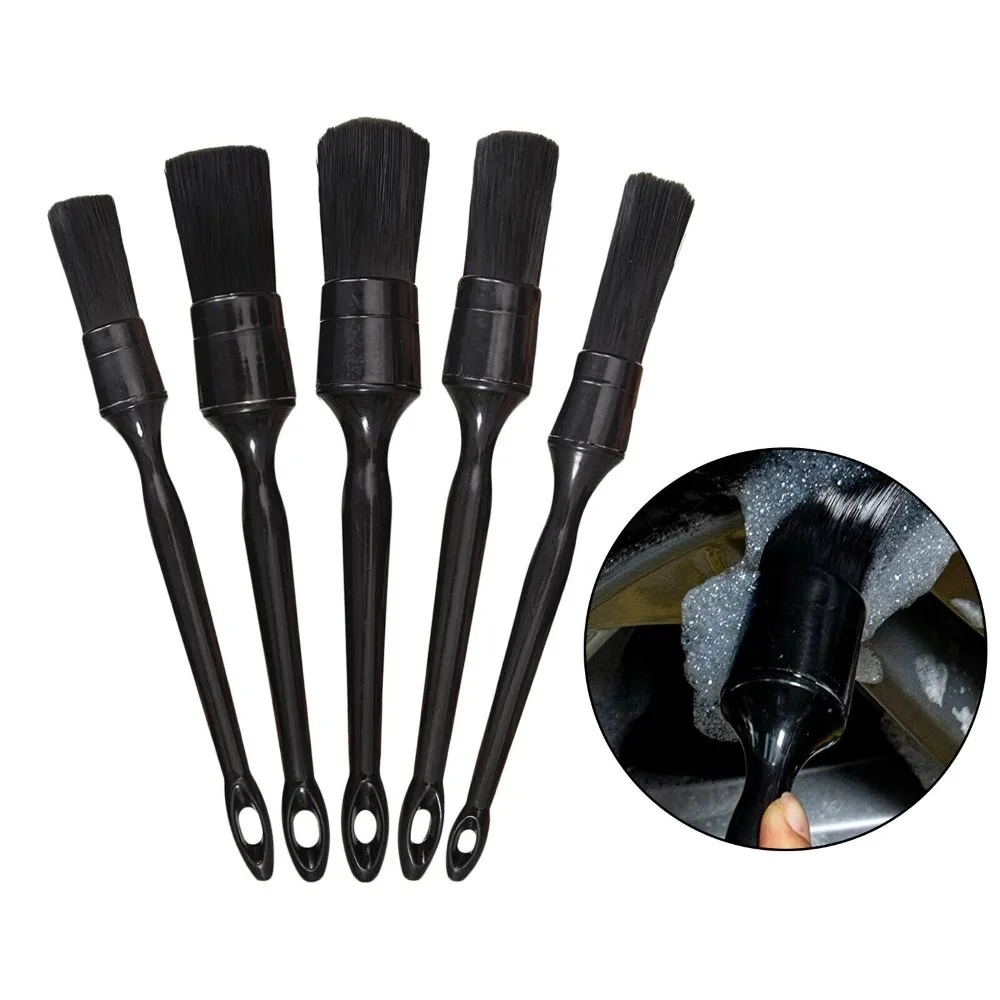 Car Wheel Hub Brush With Plastic Handle Portable Auto Tire Rim Cleaning Mud Remover Synthetic Fiber Detailing Washing Tool