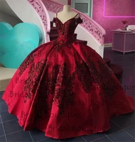 Red Quinceanera Dresses with Sequins Applique Off the Shoulder Sweet 16 Dress vestido de 15 anos 2021 Ball Prom Gowns