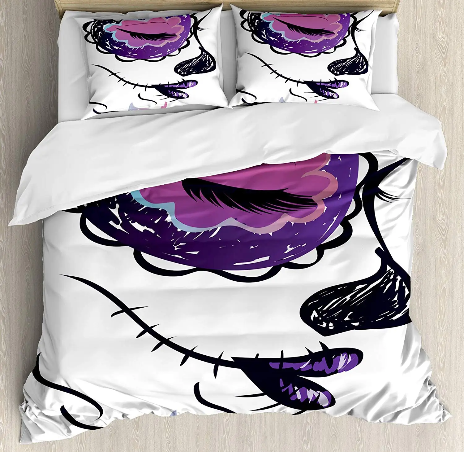 День мертвых постельное белье сахарный череп Девушка уход за кожей лица с Make up