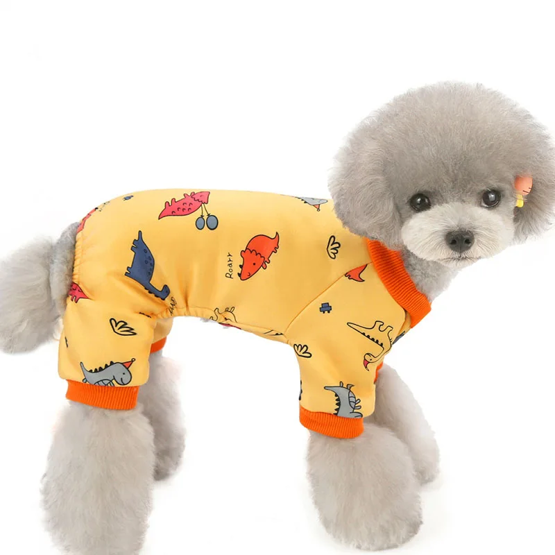 Одежда с принтом для собак и кошек комбинезон животных Пижама пальто маленьких