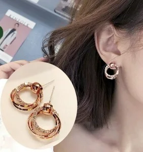 Корейская версия нового розового золота модное блестящее Кольцо Круг Серьги