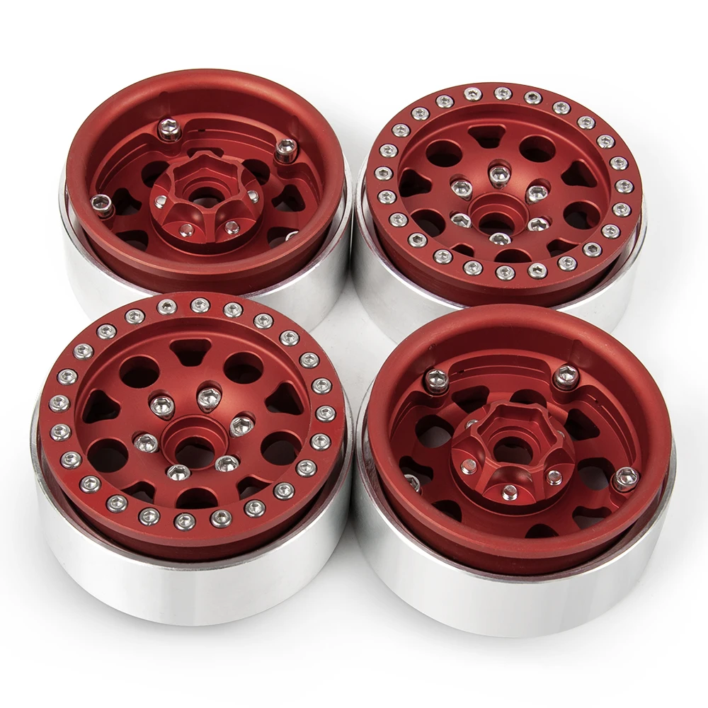

YEAHRUN 1/4pcs 1.9 inch Alloy Beadlock Wheel Rims 25mm Width for SCX10 CC01 Crawler Accessories