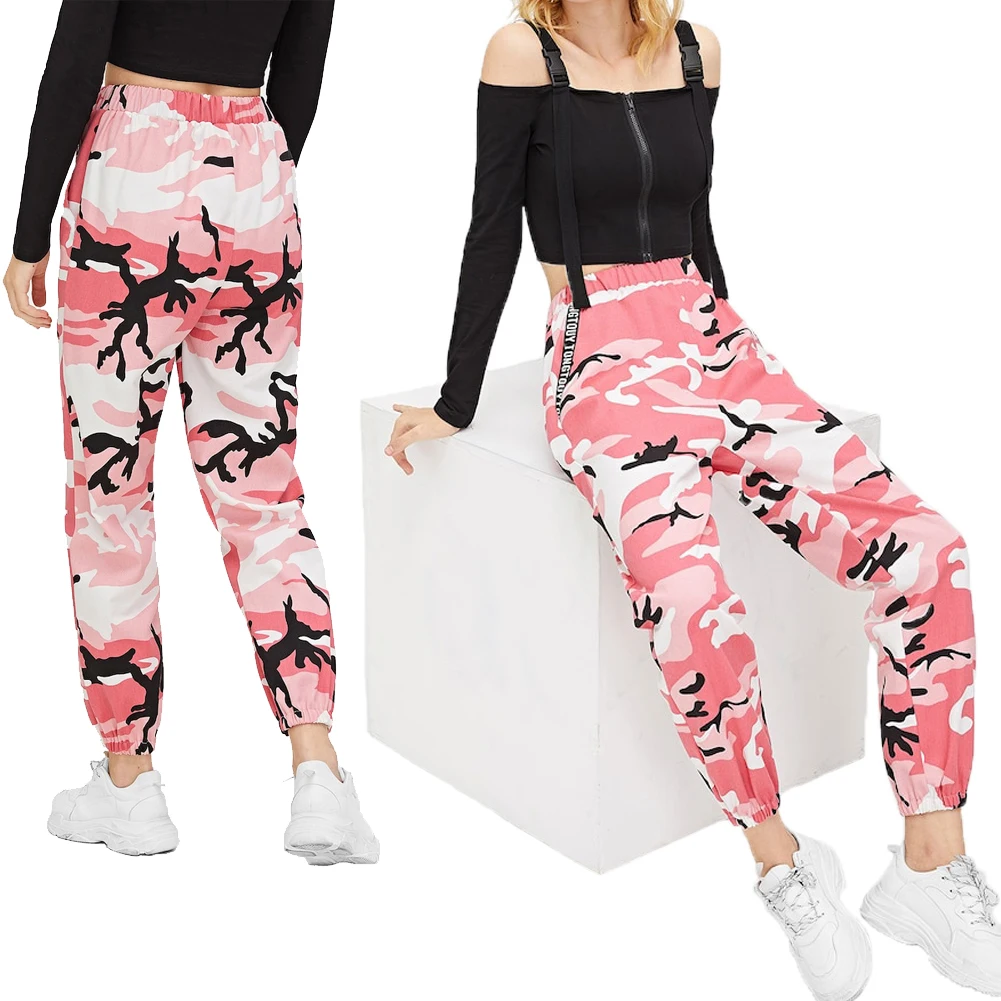 Брюки-карго женские спортивные камуфляжные свободные с эластичной талией | Спорт
