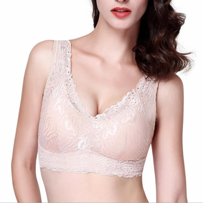 Удобный кружевной бюстгальтер без косточек для женщин полноразмерное нижнее