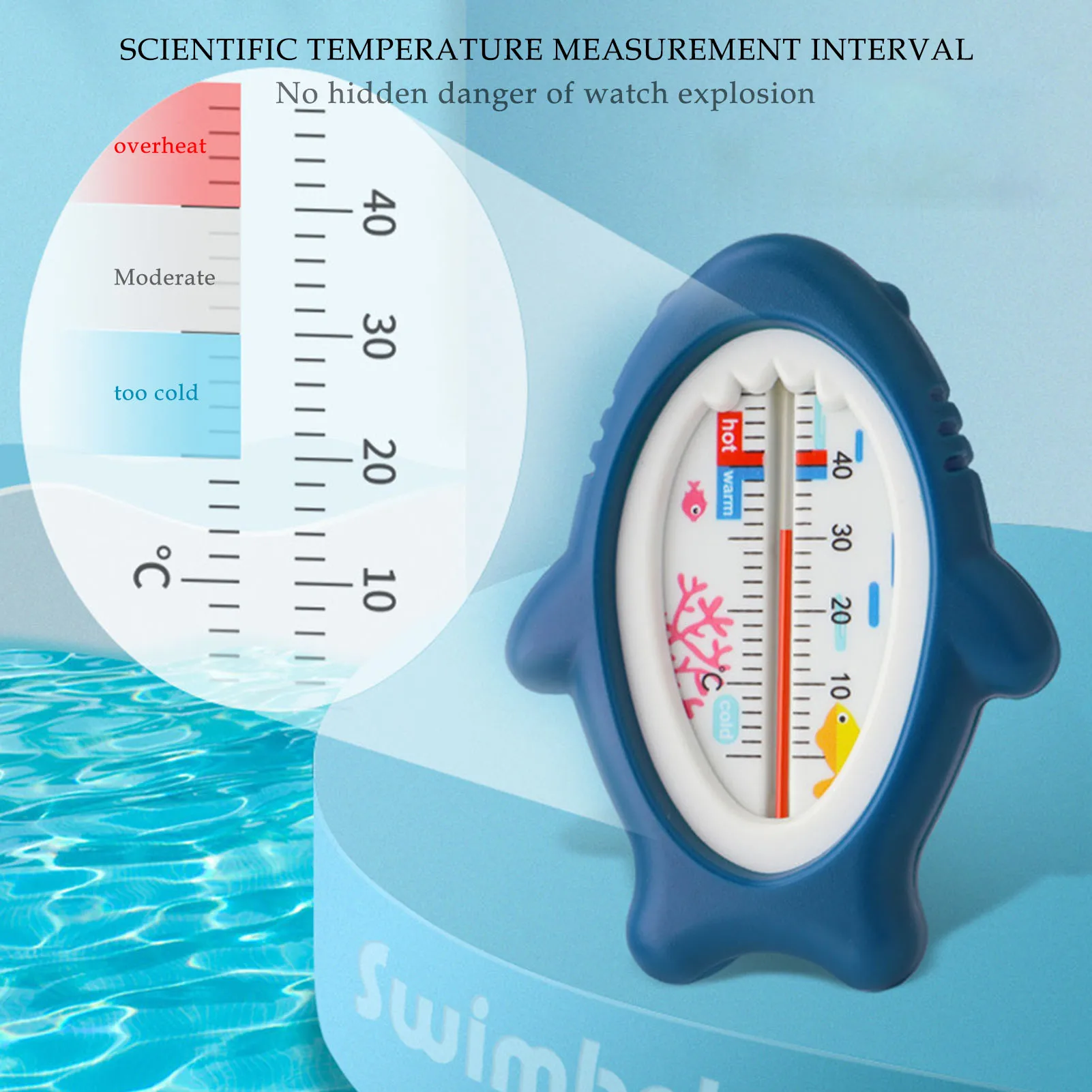 

Baby Bath Thermometer Water Thermometer Three Shark Cartoon Glass Shower Baby Bath Toy Bathtub Safety Thermometer