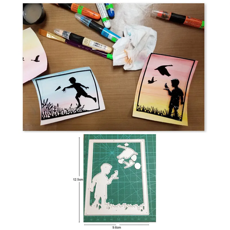 

Boy Bird Background Frame Metal Cutting Dies Stencils dies for DIY Scrapbooking dies Decoration Paper Craft dies Embossing Dies