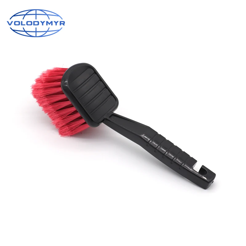 

Car Wheel Brush Tire Cleaner with Red Bristle and Black Handle Washing Tools for Auto Detailing Motorcycle Cleaning Carclean