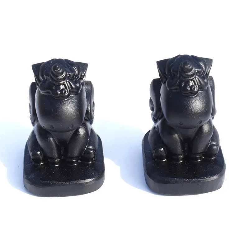 

Free Shipping !!! 1 / 2 / 5 Pcs Natural Black Obsidian Stone Crystal Unicorn For Home Ornament