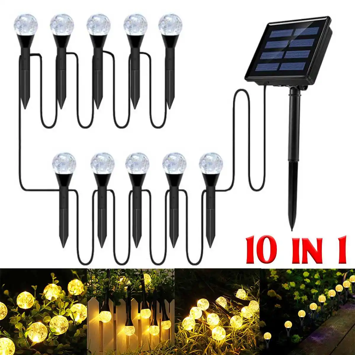 

10 in 1 LED Solar Garden Light Waterproof Solar Lamp Spotlight Outdoors Landscape Lamp For Outdoor Garden Lawn Warm Light