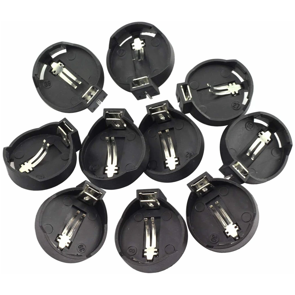 

10Pcs CR2032 3V Button Coin Cell Battery Socket Holder Case Mini Battery Storage Box Black Color