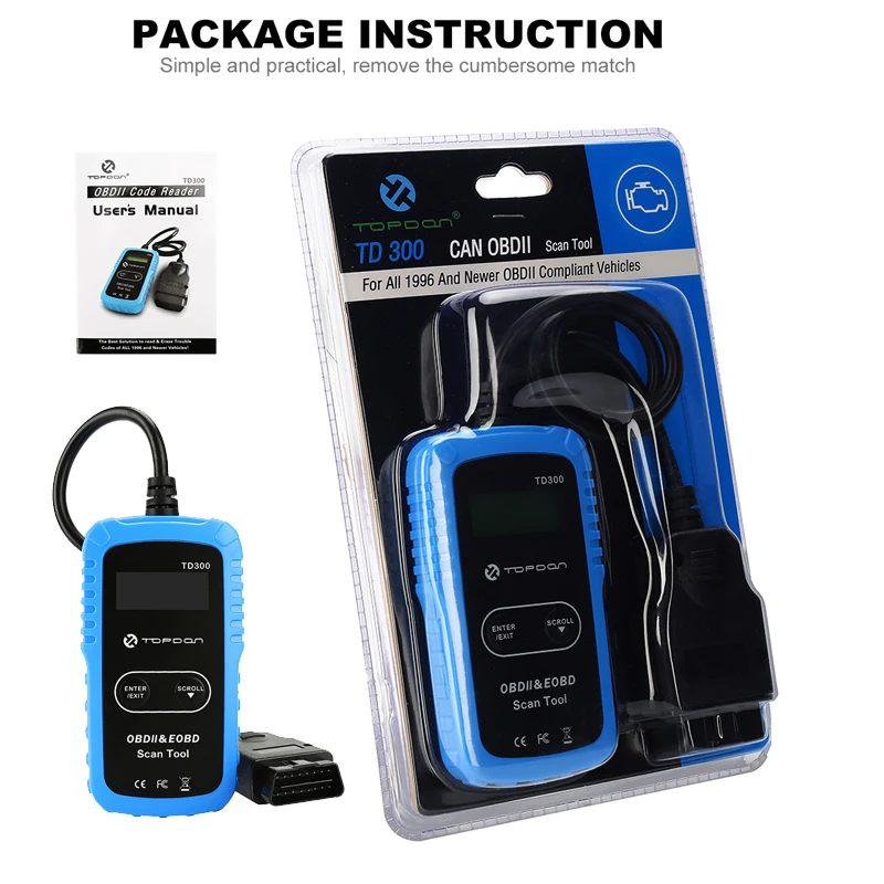 TOPDON TD300 Obd2 автомобильный диагностический инструмент OBD 2 Автомобильный сканер