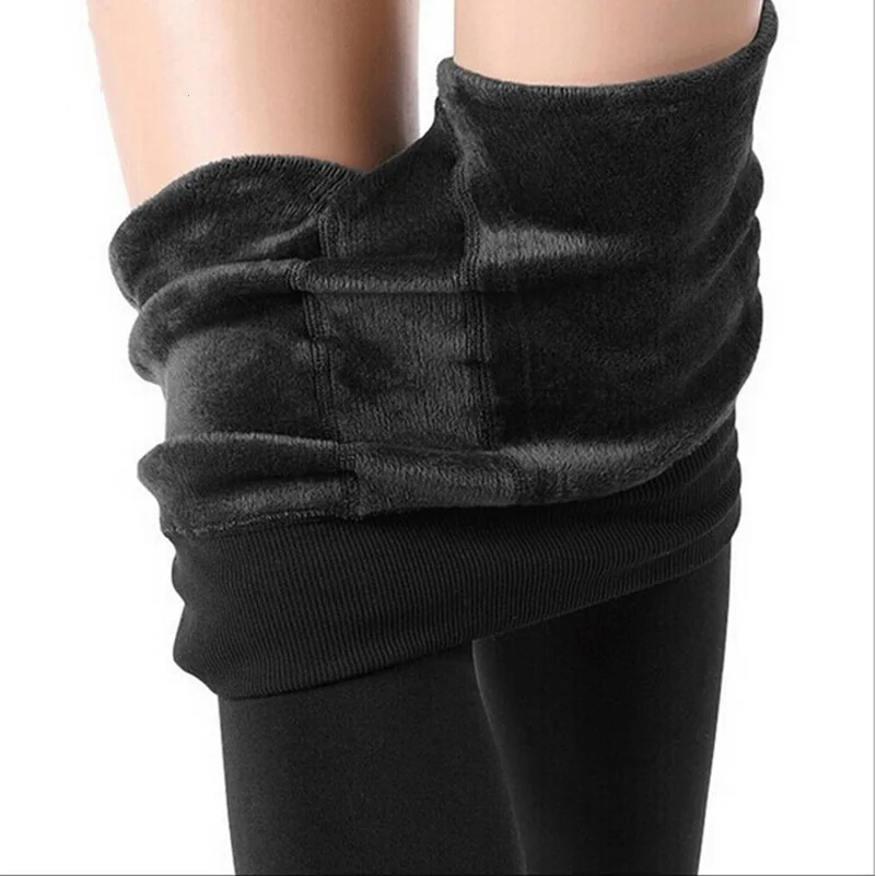 

FNOCE 2020 winter new leggings women's pants fashion elegant sexy solid high waist tight stretch plus velvet thickened warm pant