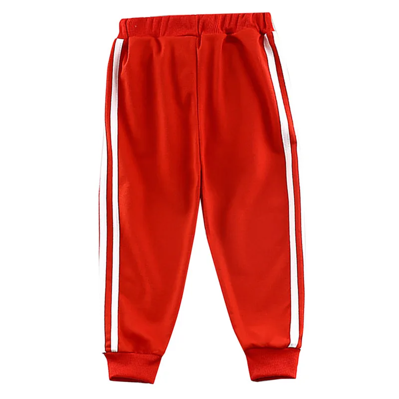 

Kids Boys Cotton Stripe Solid Color Pants Casual Loose Sportswear Autumn